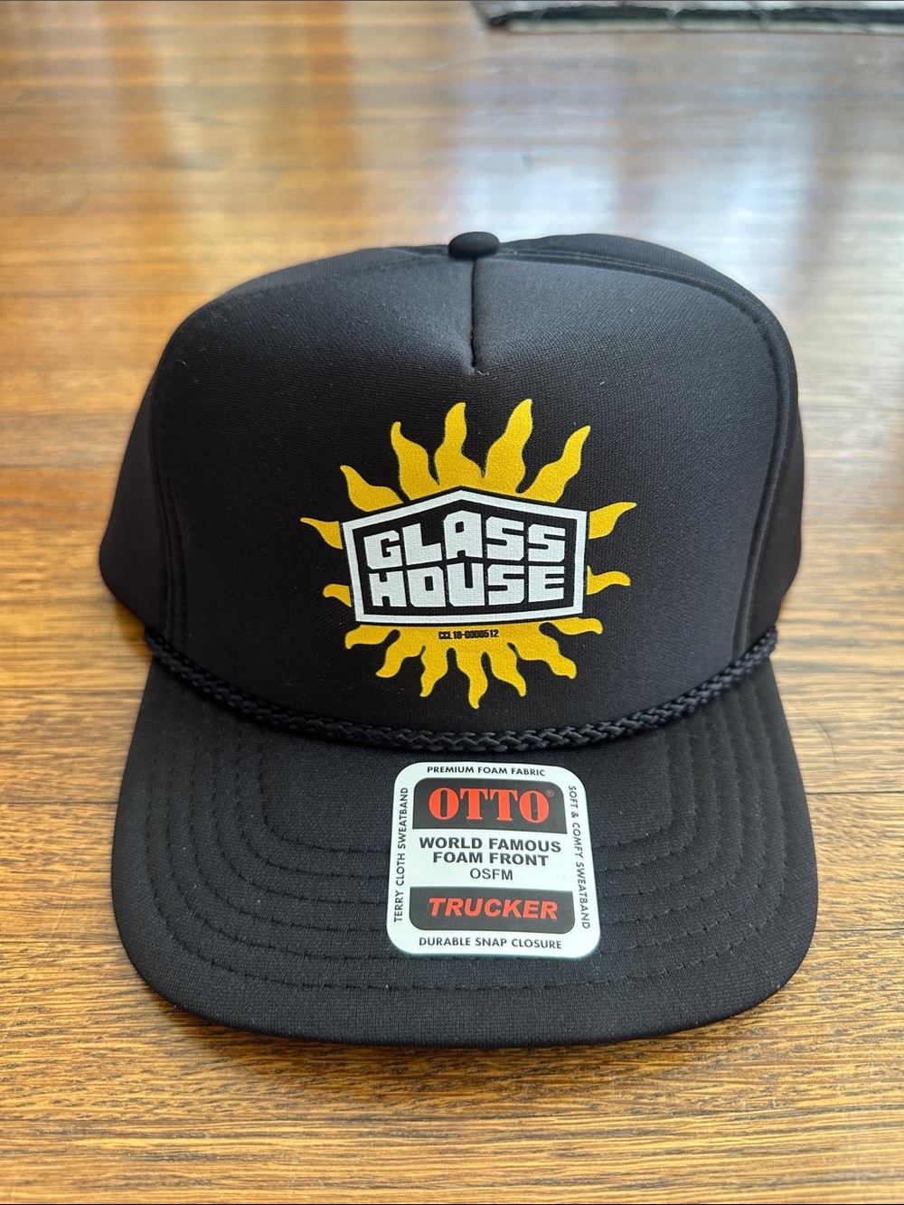 OTTO Black and Yellow Trucker Hat with Sun Logo